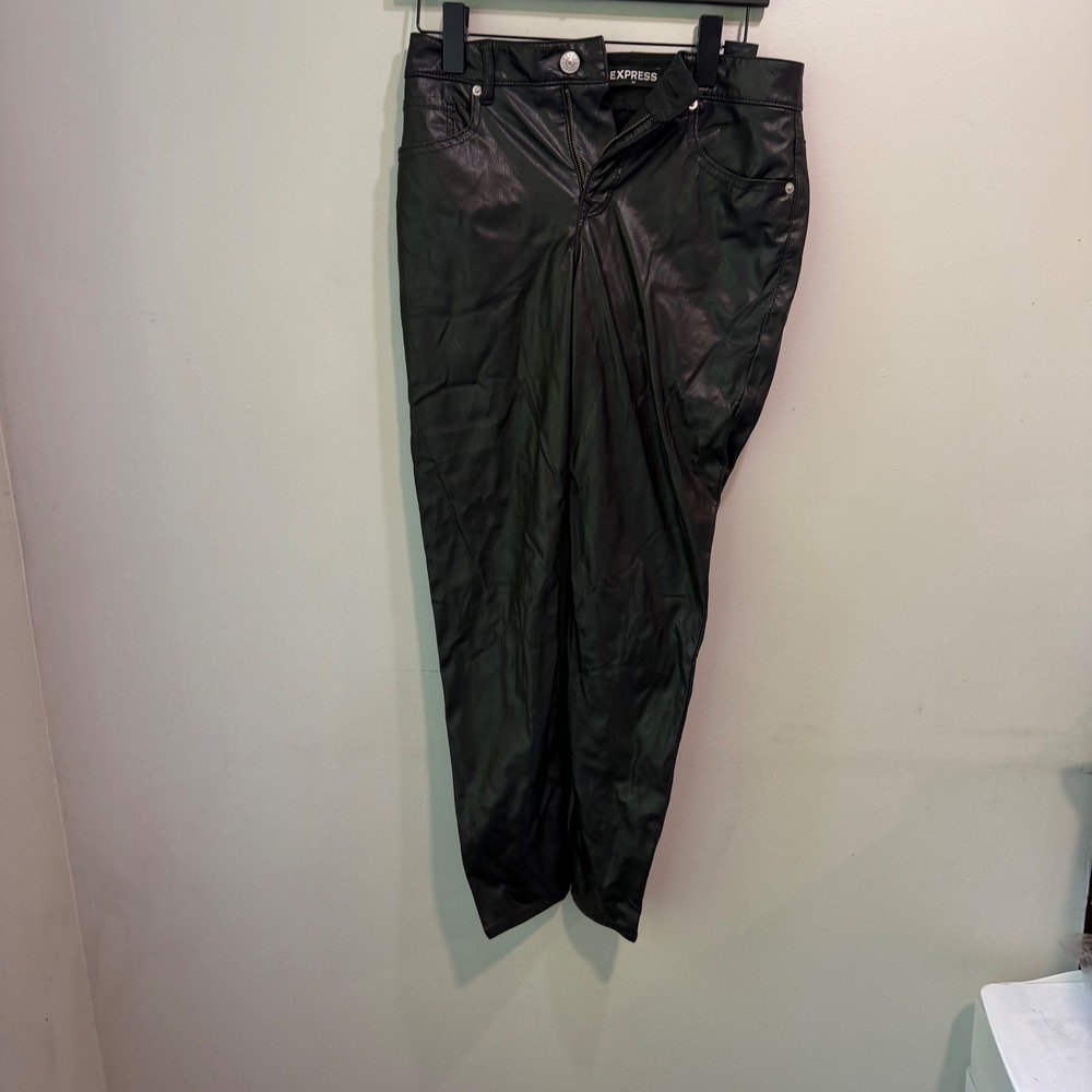 Express Womens High‎ Rise Ankle Faux Leather Pants Black Size 2 Five Pocket Zip